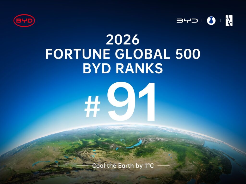Η BYD κατατάσσεται στην 91η θέση της λίστας Fortune Global 500 για το 2026